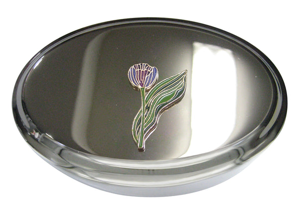 Colorful Tulip Flower Oval Trinket Jewelry Box