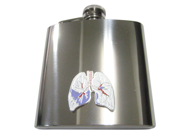 Colorful White Anatomical Medical Pulmonary Lung 6oz Flask