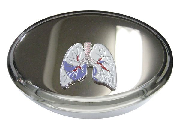 Colorful White Anatomical Medical Pulmonary Lung Oval Trinket Jewelry Box