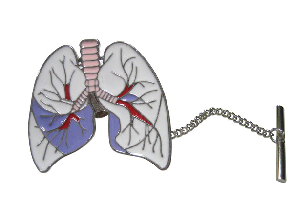 Colorful White Anatomical Medical Pulmonary Lung Tie Tack