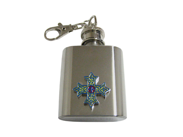 Colorful Celtic Cross 1 Oz. Stainless Steel Key Chain Flask