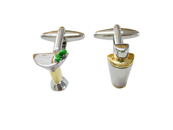 Colorful Martini Glass and Cocktail Shaker Cufflinks