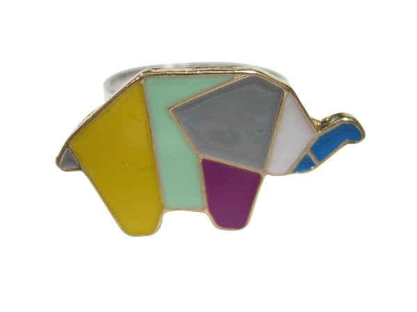 Colorful Origami Elephant Adjustable Size Fashion Ring
