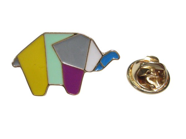 Colorful Origami Elephant Lapel Pin