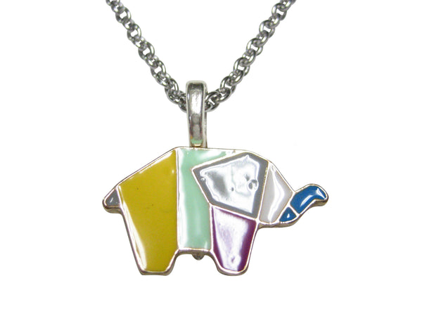 Colorful Origami Elephant Pendant Necklace