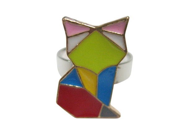 Colorful Origami Fox Adjustable Size Fashion Ring