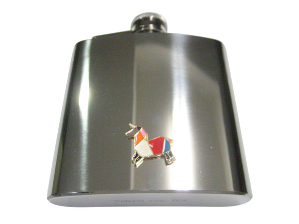 Colorful Origami Horse 6oz Flask