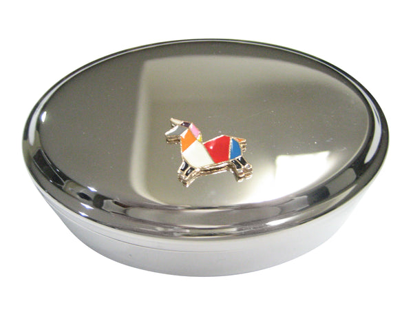 Colorful Origami Horse Oval Trinket Jewelry Box