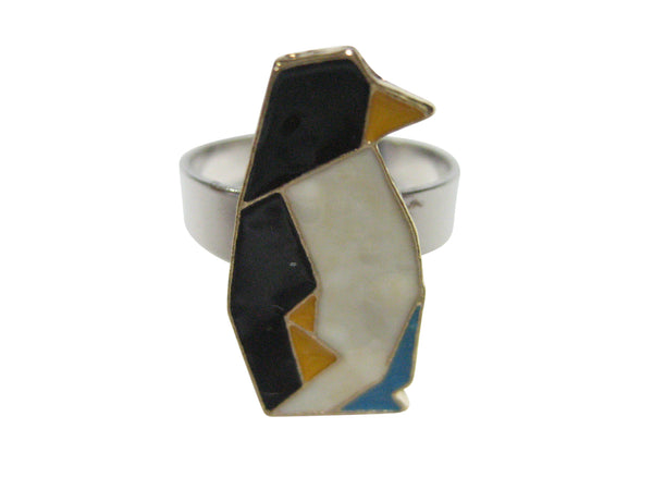 Colorful Origami Penguin Bird Adjustable Size Fashion Ring