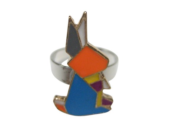 Colorful Origami Rabbit Bunny Adjustable Size Fashion Ring