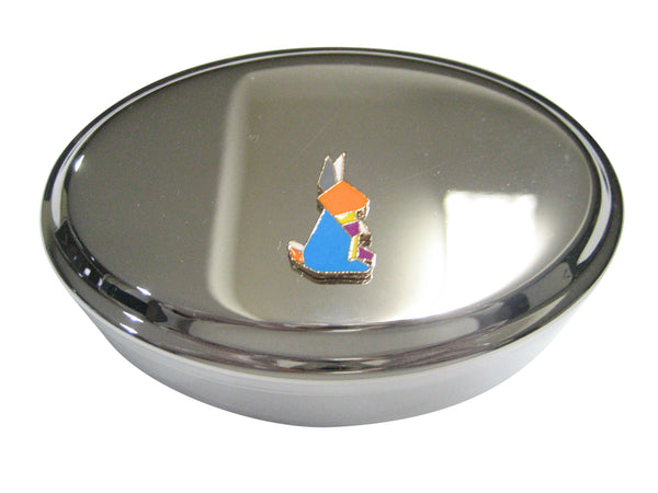Colorful Origami Rabbit Bunny Oval Trinket Jewelry Box