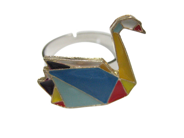 Colorful Origami Swan Bird Adjustable Size Fashion Ring