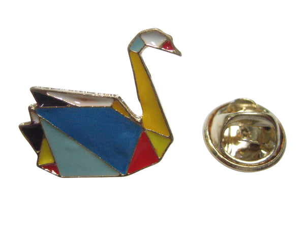 Colorful Origami Swan Bird Lapel Pin
