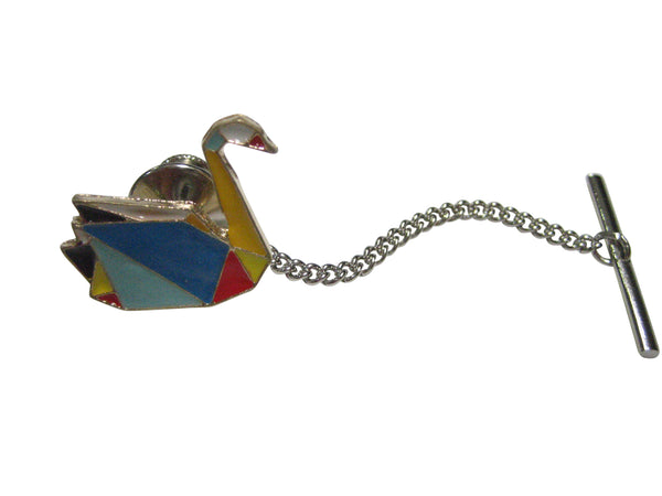 Colorful Origami Swan Bird Tie Tack