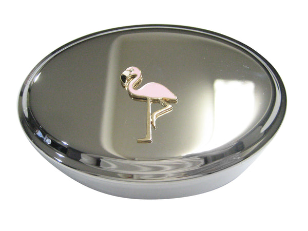 Colorful Pink Flamingo Bird Oval Trinket Jewelry Box