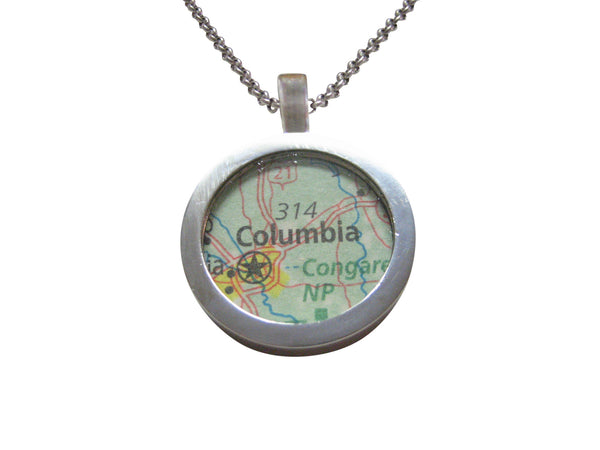 Columbia South Carolina Map Pendant Necklace