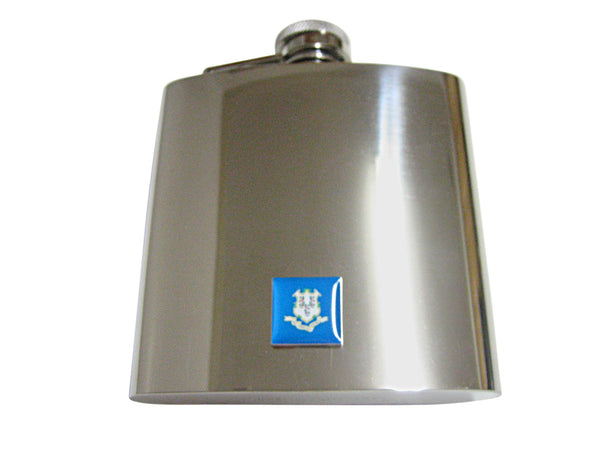 Connecticut State Flag Pendant 6 Oz. Stainless Steel Flask