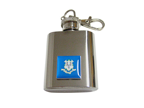 Connecticut State Flag Pendant 1 Oz. Stainless Steel Key Chain Flask