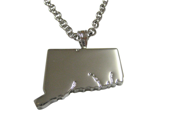 Connecticut State Map Shape Pendant Necklace