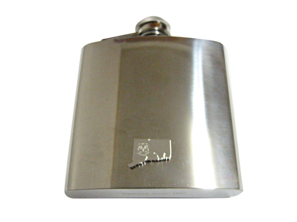 Connecticut State Map Shape and Flag Design 6 Oz. Stainless Steel Flask