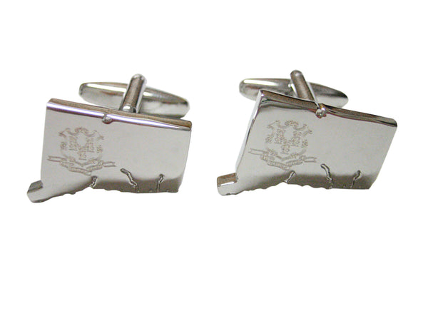 Connecticut State Map Shape and Flag Design Cufflinks