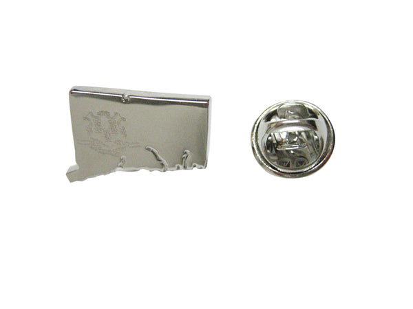 Connecticut State Map Shape and Flag Design Lapel Pin