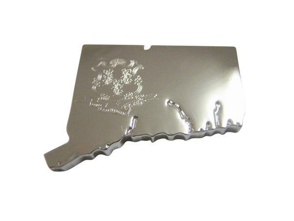 Connecticut State Map Shape and Flag Design Magnet