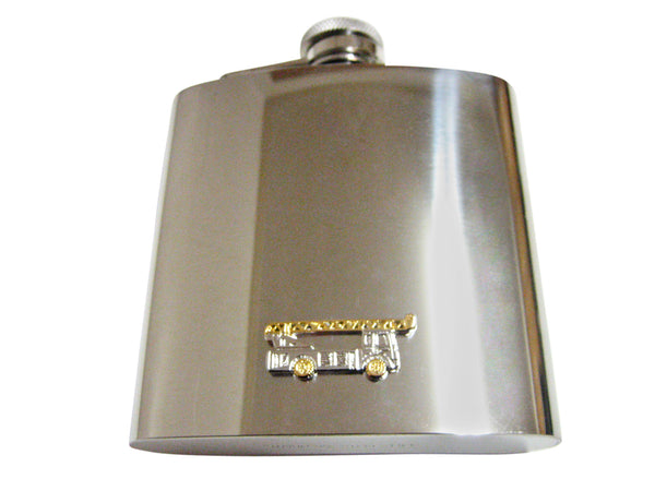 Construction Crane Truck 6 Oz. Stainless Steel Flask