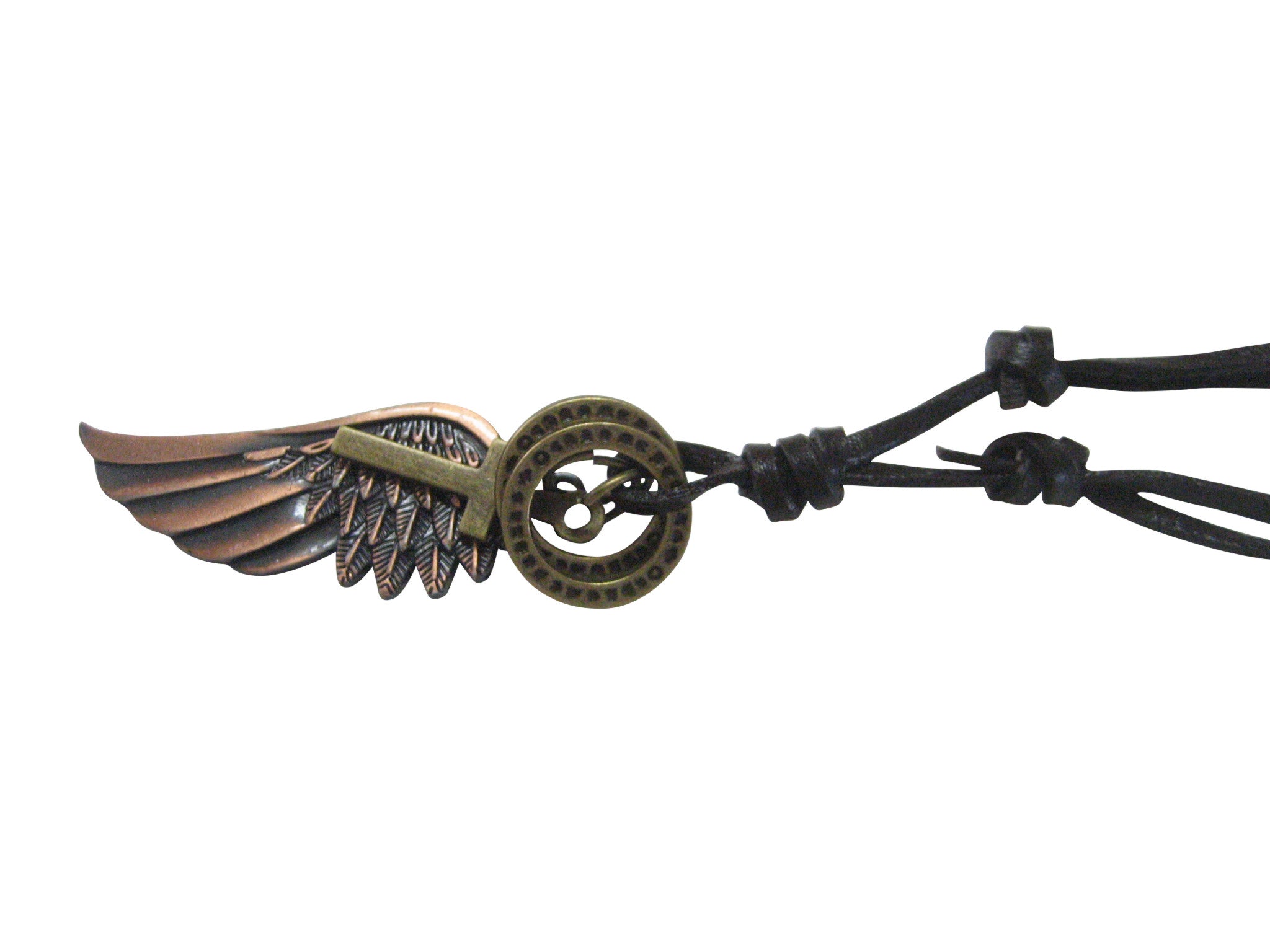 Copper Toned Wing and Cross Necklace