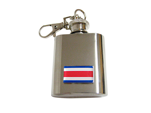 Costa Rica Flag Pendant 1 Oz. Stainless Steel Key Chain Flask