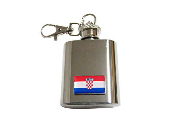 Croatia Flag Pendant 1 Oz. Stainless Steel Key Chain Flask