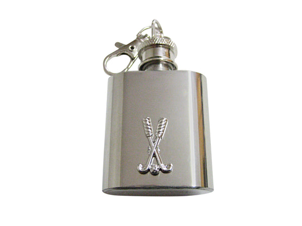 Crossed Golf Clubs 1 Oz. Stainless Steel Key Chain Flask