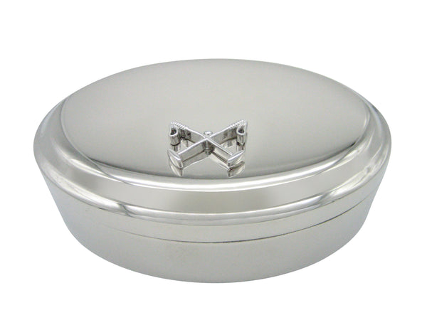 Crossed Polo Mallets Horse Riding Equestrian Oval Trinket Jewelry Box