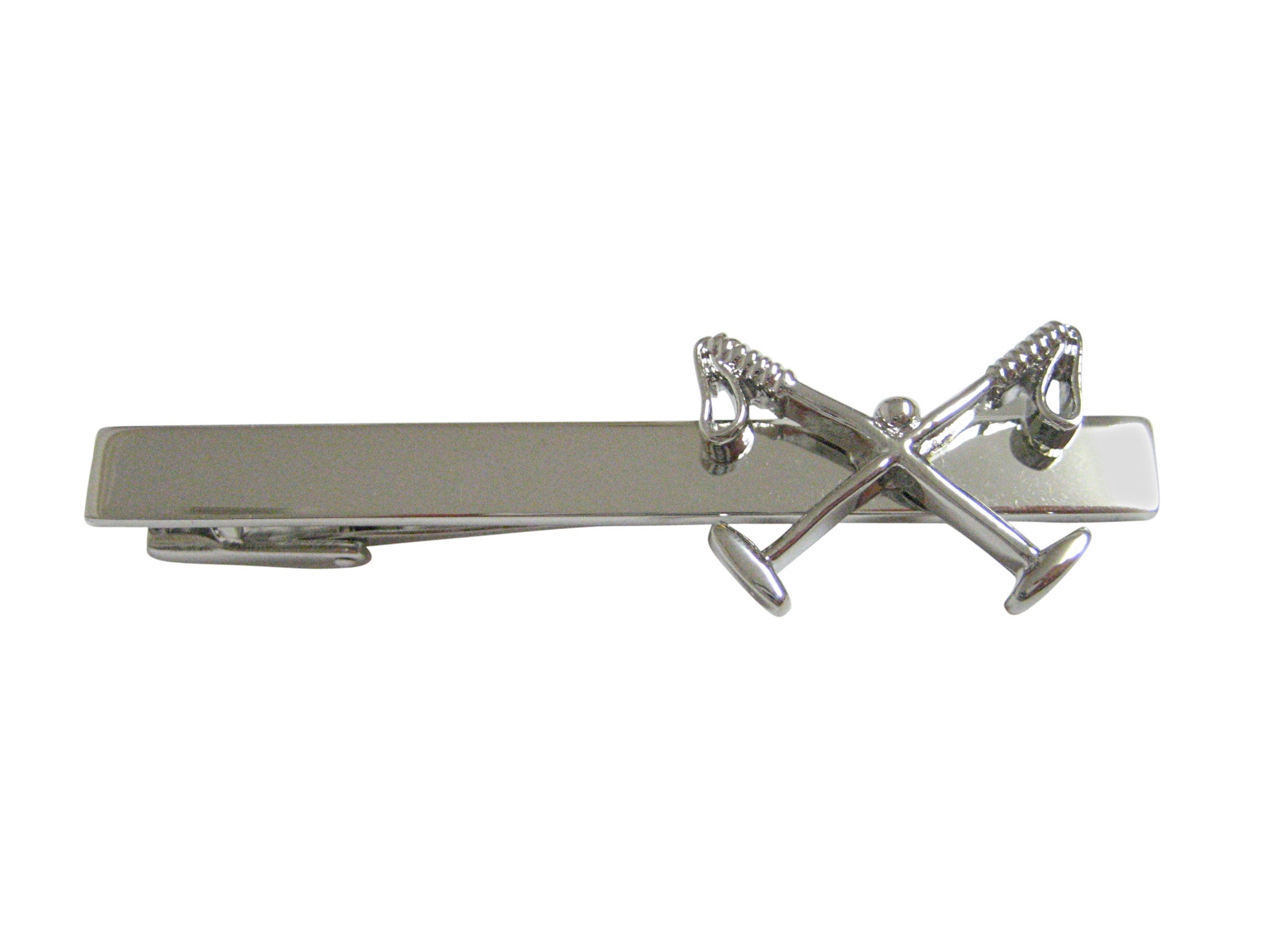 Crossed Polo Mallets Horse Riding Equestrian Square Tie Clip