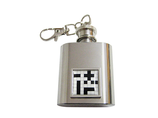 Crossword Puzzle 1 Oz. Stainless Steel Key Chain Flask
