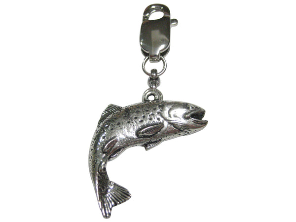 Curved Salmon Trout Fish Pendant Zipper Pull Charm