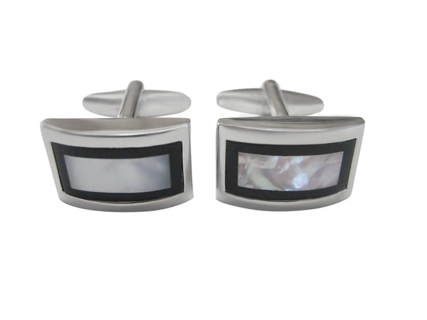 Curved Shell Design Cufflinks with Black Border