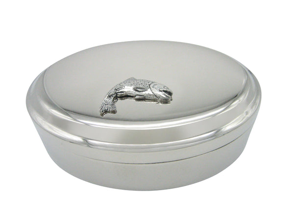 Curved Trout Salmon Fish Pendant Oval Trinket Jewelry Box