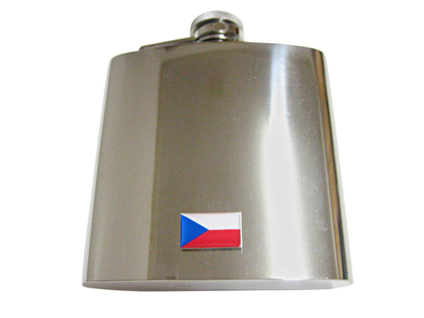 Czech Republic Czechia Flag Pendant 6 Oz. Stainless Steel Flask