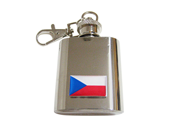 Czech Republic Czechia Flag Pendant 1 Oz. Stainless Steel Key Chain Flask