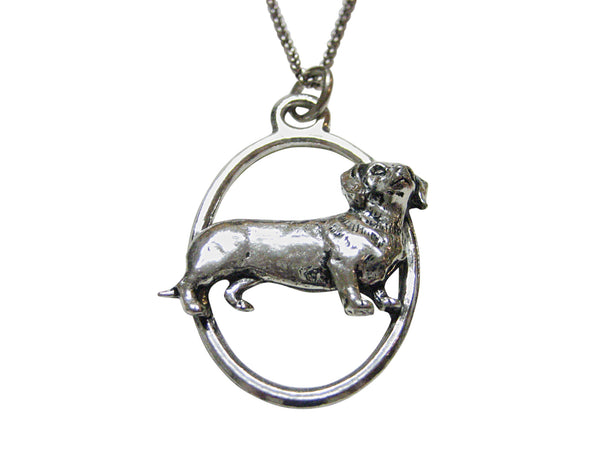 Dachshund Wiener Dog Large Oval Pendant Necklace