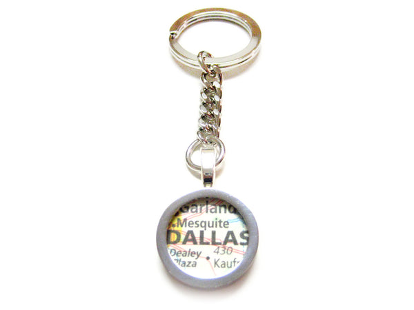 Dallas Texas Map Pendant Keychain