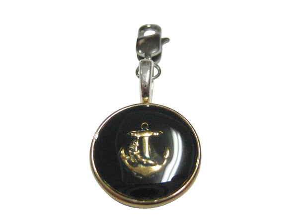 Dark Navy Toned Nautical Anchor Pendant Zipper Pull Charm