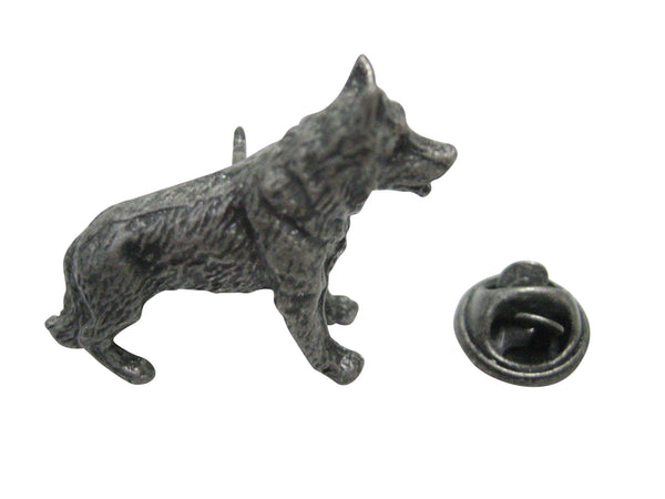Dark Silver Toned Alsatian German Shepherd Dog Lapel Pin