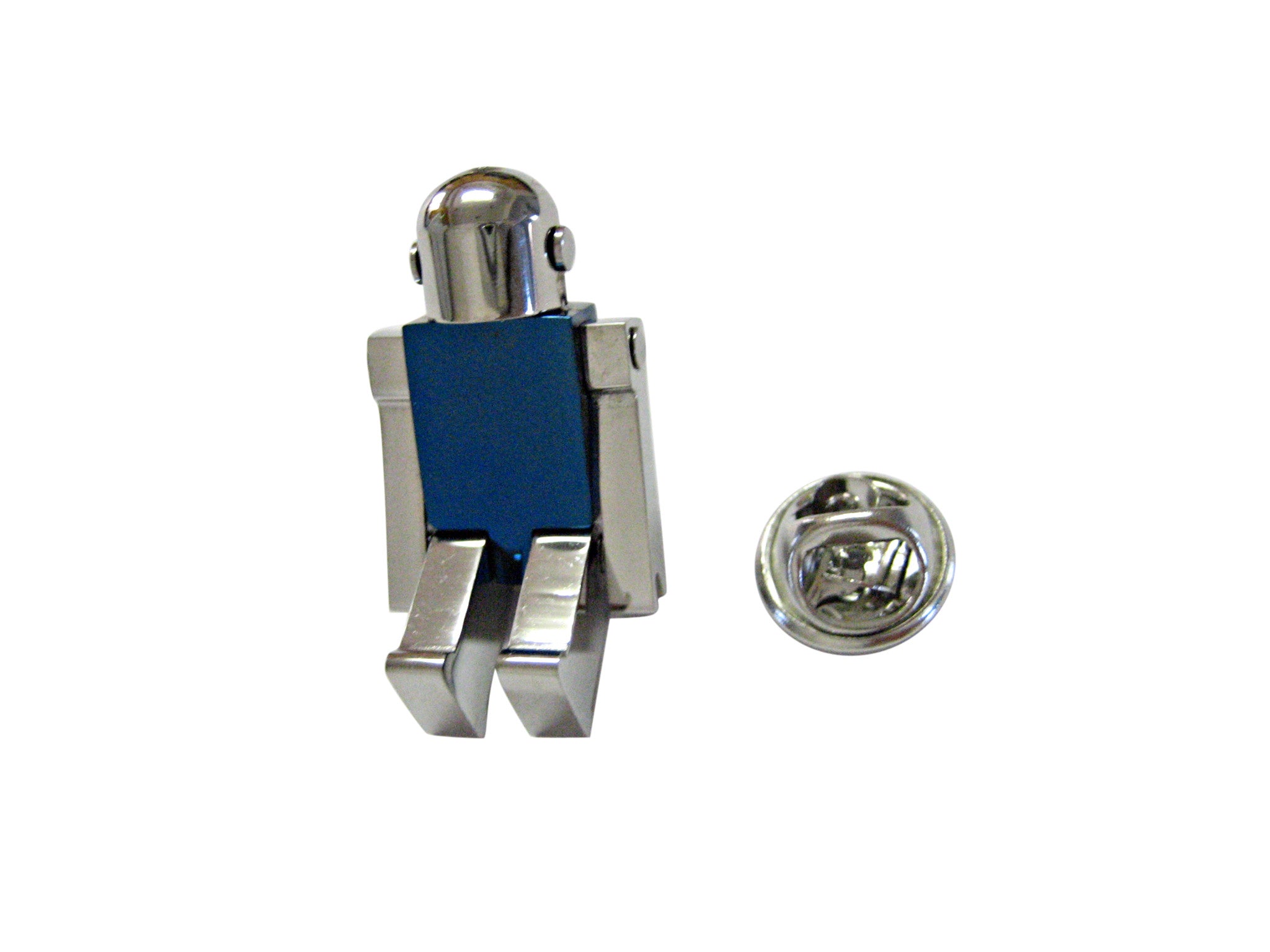 Dark Blue Chrome Robot Lapel Pin
