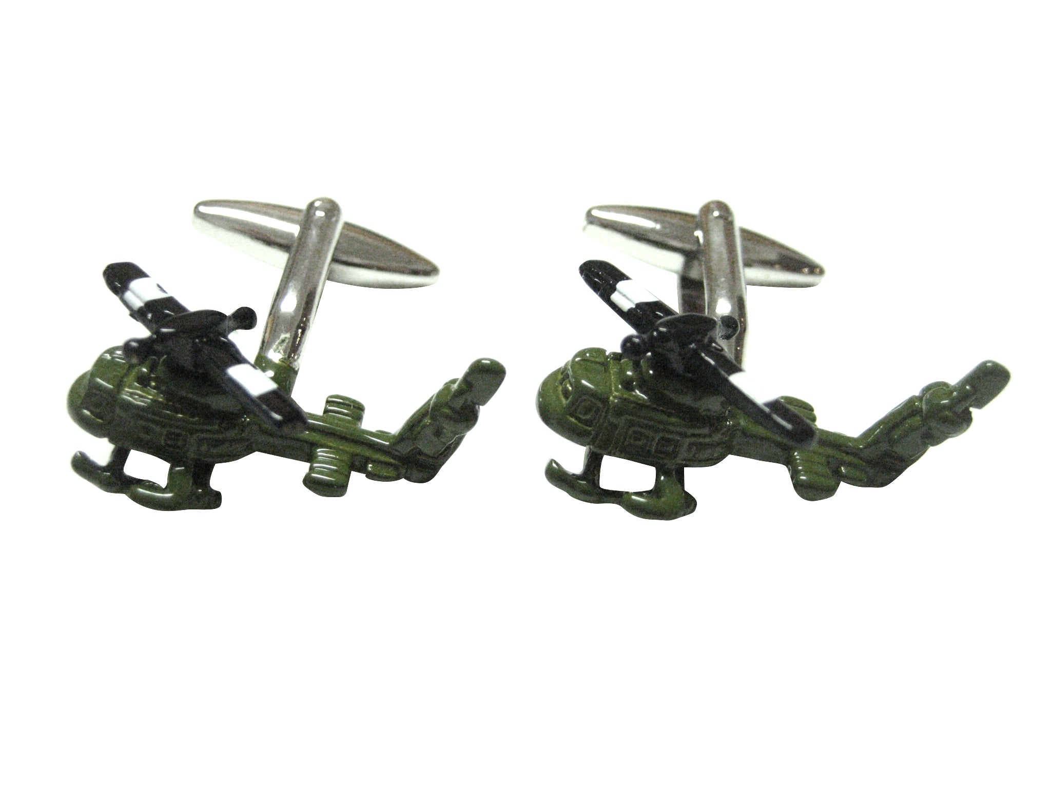 Dark Green Toned Huey Helicopter Cufflinks