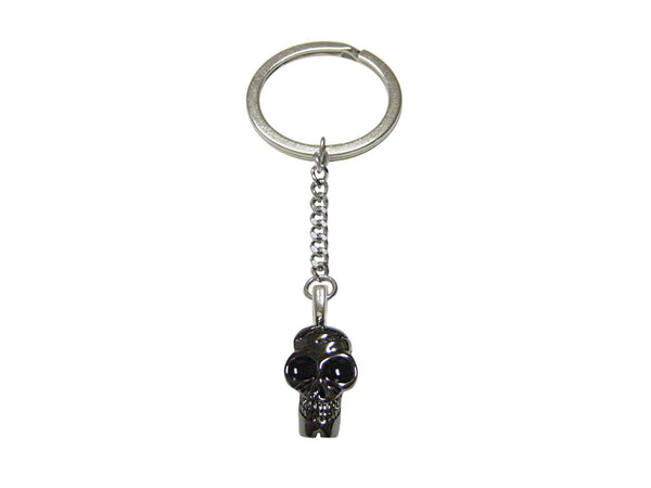 Dark Grey Toned Skull Pendant Keychain