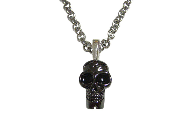 Dark Grey Toned Skull Pendant Necklace