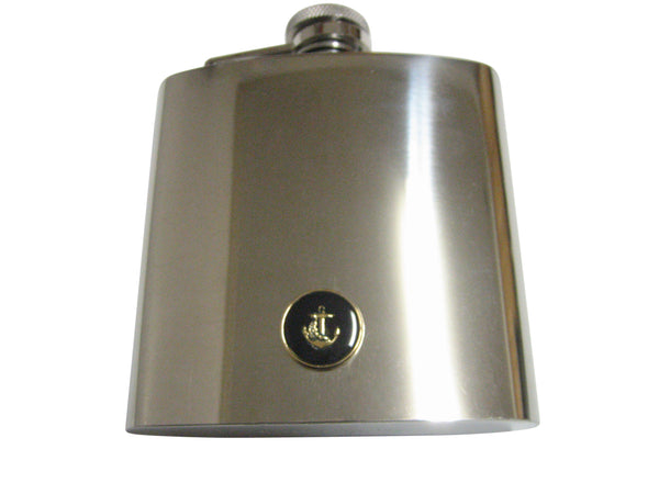 Dark Navy Toned Nautical Anchor 6 Oz. Stainless Steel Flask