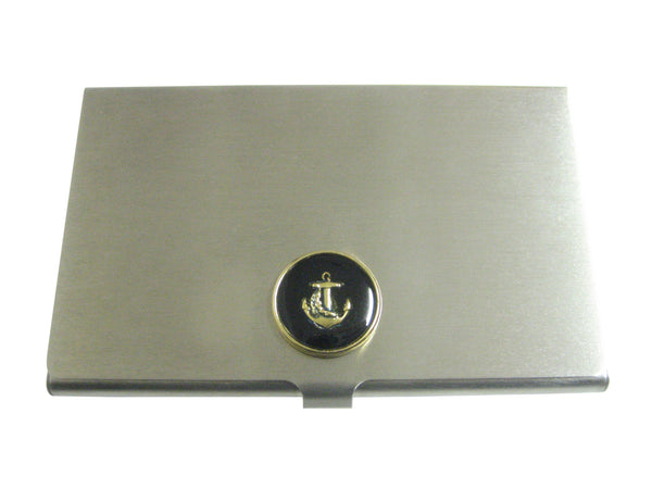 Dark Navy Toned Nautical Anchor Business Card Holder